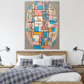 MONDRIAAN - COMP. IN OVAAL MET KLEURVLAKKEN 1 1914 CANVAS AFDRUK (Insitu (Slaapkamer))