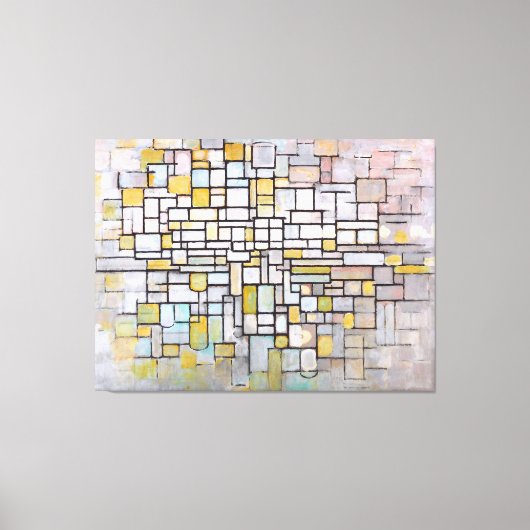 MONDRIAAN - COMPOSITIE IN BLAUW, GRIJS & ROZE - 19 CANVAS AFDRUK (Voorkant)