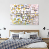 MONDRIAAN - COMPOSITIE IN BLAUW, GRIJS & ROZE - 19 CANVAS AFDRUK (Insitu (Slaapkamer))