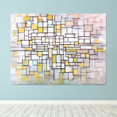 MONDRIAAN - COMPOSITIE IN BLAUW, GRIJS & ROZE - 19 CANVAS AFDRUK (Insitu (Houten vloer))