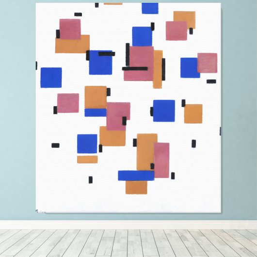 MONDRIAAN - COMPOSITIE IN KLEUR B - 1917 - CANVAS AFDRUK (Insitu (Houten vloer))