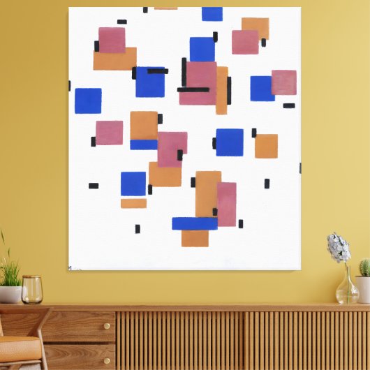 MONDRIAAN - COMPOSITIE IN KLEUR B - 1917 - CANVAS AFDRUK (Insitu (Woonkamer))