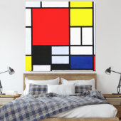 MONDRIAAN - COMPOSITIE MET GROOT ROOD VLAK - 1921 CANVAS AFDRUK (Insitu (Slaapkamer))