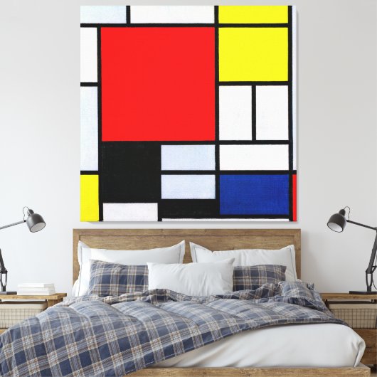 MONDRIAAN - COMPOSITIE MET GROOT ROOD VLAK - 1921 CANVAS AFDRUK (Insitu (Slaapkamer))