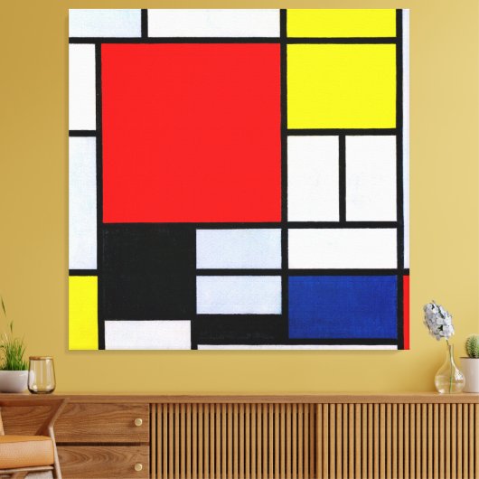 MONDRIAAN - COMPOSITIE MET GROOT ROOD VLAK - 1921 CANVAS AFDRUK (Insitu (Woonkamer))