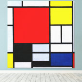MONDRIAAN - COMPOSITIE MET GROOT ROOD VLAK - 1921 CANVAS AFDRUK (Insitu (Houten vloer))