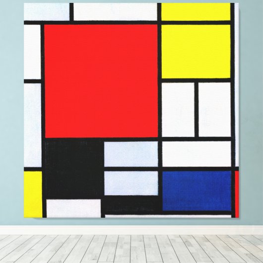 MONDRIAAN - COMPOSITIE MET GROOT ROOD VLAK - 1921 CANVAS AFDRUK (Insitu (Houten vloer))