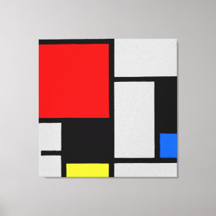 MONDRIAAN - COMPOSITIE MET GROOT ROOD VLAK 1921 CANVAS AFDRUK
