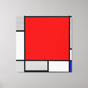 MONDRIAAN - COMPOSITIE MET GROOT ROOD VLAK 1922 CANVAS AFDRUK