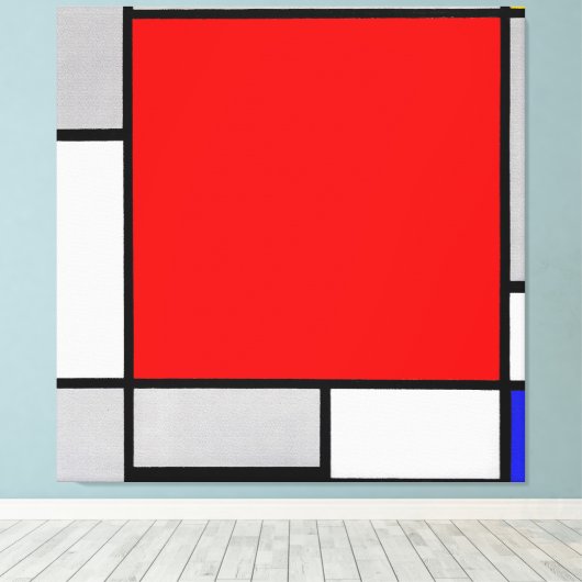 MONDRIAAN - COMPOSITIE MET GROOT ROOD VLAK 1922 CANVAS AFDRUK (Insitu (Houten vloer))