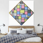 MONDRIAAN - COMPOSITIE MET RASTER 6: LOZENGE - 191 CANVAS AFDRUK (Insitu (Slaapkamer))