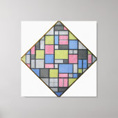 MONDRIAAN - COMPOSITIE MET RASTER 6: LOZENGE - 191 CANVAS AFDRUK (Voorkant)