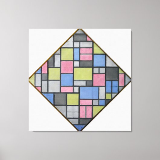 MONDRIAAN - COMPOSITIE MET RASTER 6: LOZENGE - 191 CANVAS AFDRUK (Voorkant)