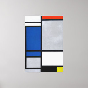 MONDRIAAN - COMPOSITIE MET ROOD, BLAUW, ZWART 1921 CANVAS AFDRUK