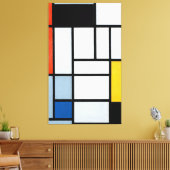 MONDRIAAN - COMPOSITIE MET ROOD, ZWART, GEEL - CANVAS AFDRUK (Insitu (Woonkamer))