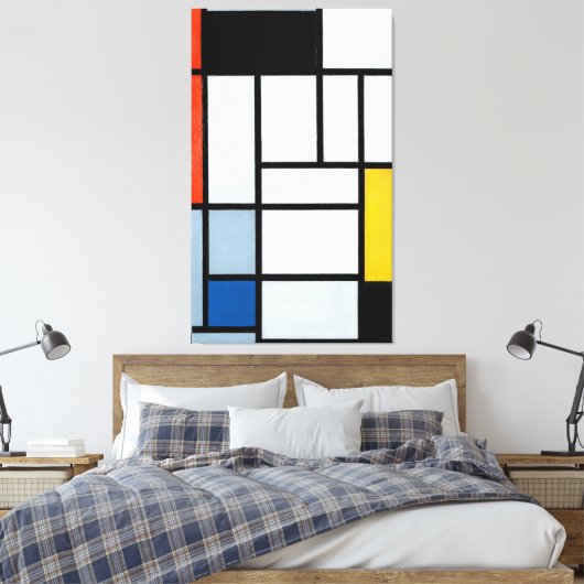 MONDRIAAN - COMPOSITIE MET ROOD, ZWART, GEEL - CANVAS AFDRUK (Insitu (Slaapkamer))