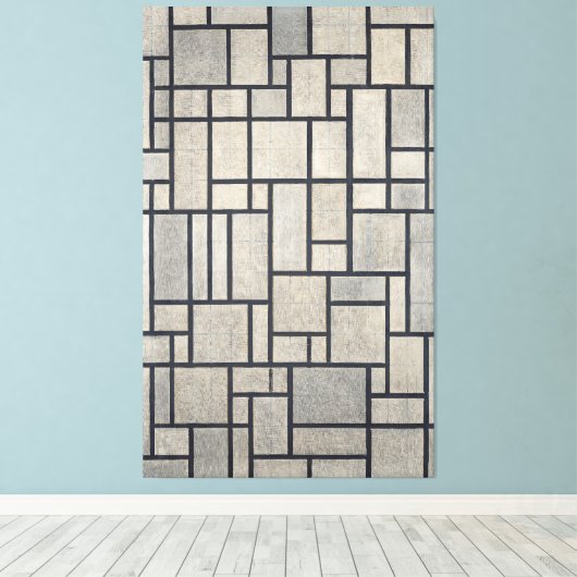 MONDRIAAN - COMPOSITIE MET ROOSTER 2 - 1915-1942 - CANVAS AFDRUK (Insitu (Houten vloer))