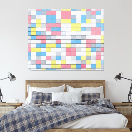 MONDRIAAN - COMPOSITIE MET ROOSTER 9 (1919) - CANVAS AFDRUK (Insitu (Slaapkamer))