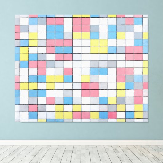 MONDRIAAN - COMPOSITIE MET ROOSTER 9 (1919) - CANVAS AFDRUK (Insitu (Houten vloer))