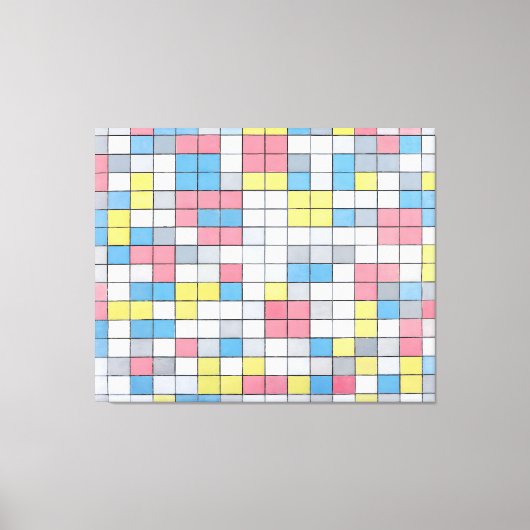 MONDRIAAN - COMPOSITIE MET ROOSTER 9 (1919) - CANVAS AFDRUK (Voorkant)