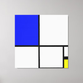 MONDRIAAN - COMPOSITIE nr. II met BLAUW en GEEL Canvas Afdruk