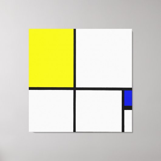 MONDRIAAN - COMPOSITIE nr. II met GEEL en BLAUW Canvas Afdruk (Voorkant)