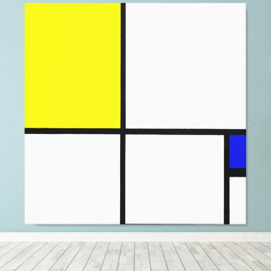 MONDRIAAN - COMPOSITIE nr. II met GEEL en BLAUW Canvas Afdruk (Insitu (Houten vloer))