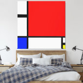 MONDRIAAN COMPOSITIE Nr. II met ROOD BLAUW & GEEL Canvas Afdruk (Insitu (Slaapkamer))