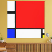 MONDRIAAN COMPOSITIE Nr. II met ROOD BLAUW & GEEL Canvas Afdruk (Insitu (Woonkamer))
