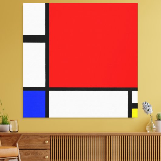 MONDRIAAN COMPOSITIE Nr. II met ROOD BLAUW & GEEL Canvas Afdruk (Insitu (Woonkamer))