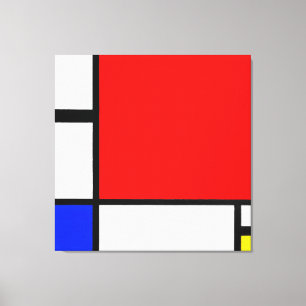MONDRIAAN COMPOSITIE Nr. II met ROOD BLAUW & GEEL Canvas Afdruk