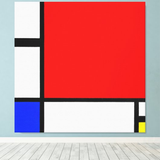 MONDRIAAN COMPOSITIE Nr. II met ROOD BLAUW & GEEL Canvas Afdruk (Insitu (Houten vloer))