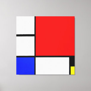 MONDRIAAN - COMPOSITIE nr. II met ROOD BLAUW GEEL Canvas Afdruk