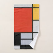 Mondriaan Compositie Rood Geel Blauw Zwart Bad Handdoek (Handdoek)