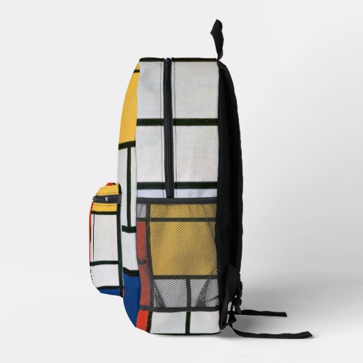 Mondriaan Compositie Rood Geel Blauw Zwart Bedrukte Rugzak (Rechts)