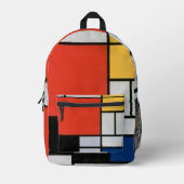 Mondriaan Compositie Rood Geel Blauw Zwart Bedrukte Rugzak (Voorkant)