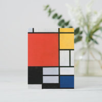 Mondriaan Compositie Rood Geel Blauw Zwart