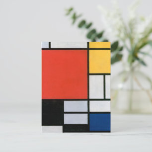 Mondriaan Compositie Rood Geel Blauw Zwart Briefkaart