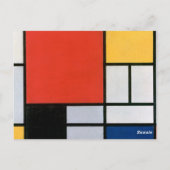 Mondriaan Compositie Rood Geel Blauw Zwart Briefkaart (Achterkant)