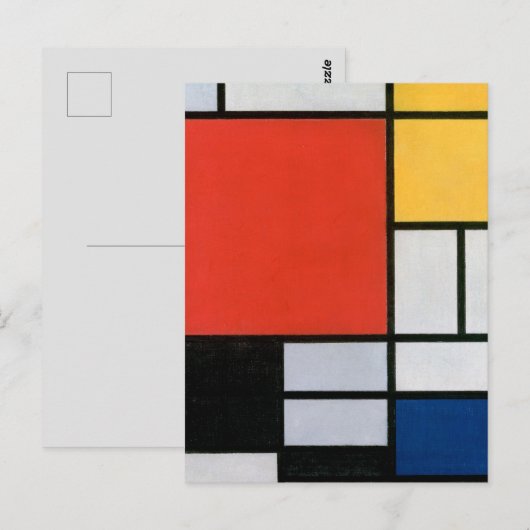 Mondriaan Compositie Rood Geel Blauw Zwart Briefkaart (Voorkant / Achterkant)