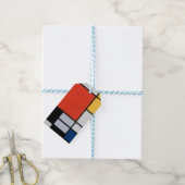 Mondriaan Compositie Rood Geel Blauw Zwart Cadeaulabel (Met Touw)