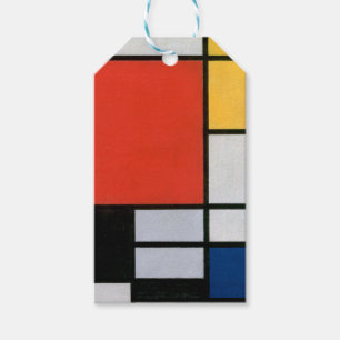 Mondriaan Compositie Rood Geel Blauw Zwart Cadeaulabel