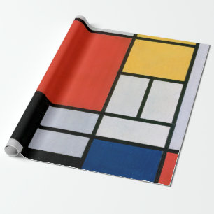Mondriaan Compositie Rood Geel Blauw Zwart Cadeaupapier