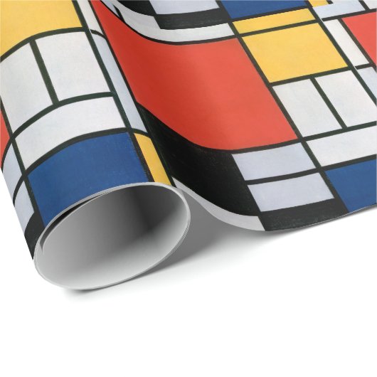 Mondriaan Compositie Rood Geel Blauw Zwart Cadeaupapier (Rol Hoek)
