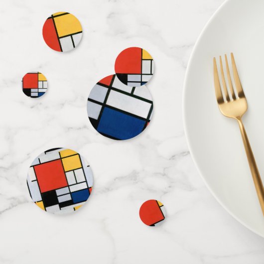 Mondriaan Compositie Rood Geel Blauw Zwart Confetti (Groep)