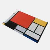 Mondriaan Compositie Rood Geel Blauw Zwart Deurmat (Schuin)