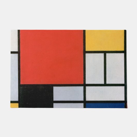 Mondriaan Compositie Rood Geel Blauw Zwart Deurmat (Voorkant)