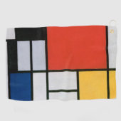 Mondriaan Compositie Rood Geel Blauw Zwart Golfhanddoek (Horizontaal)