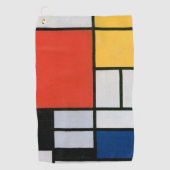 Mondriaan Compositie Rood Geel Blauw Zwart Golfhanddoek (Voorkant)