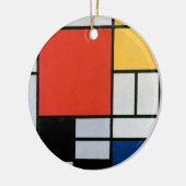 Mondriaan Compositie Rood Geel Blauw Zwart Keramisch Ornament (Links)